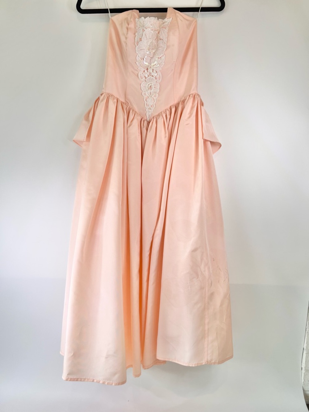 Vintage Gunne Sax Jessica McClintock Peach Satin Prom Dress 1980s coquette fairy
